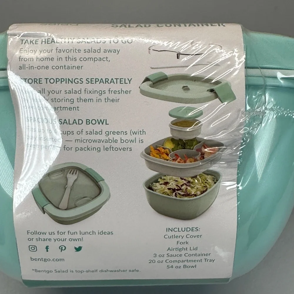 Bentgo All-in One Salad Container Sealed NEW Coastal Aqua Office School Picnic